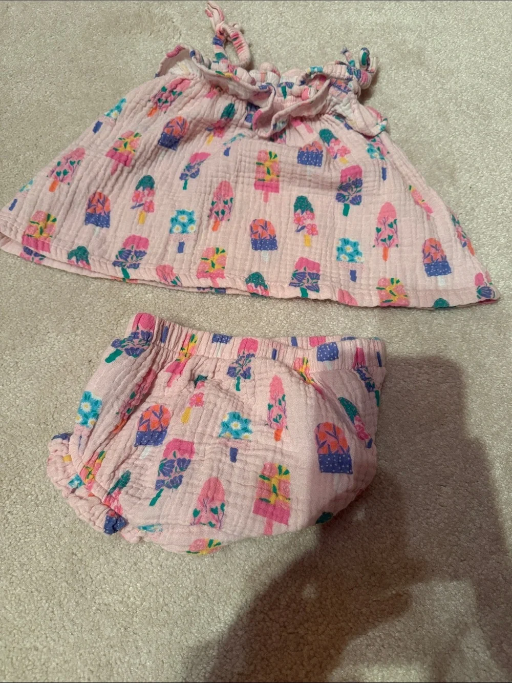 Angel Dear Pink Floral & Ice Cream Print Diaper Cover Set